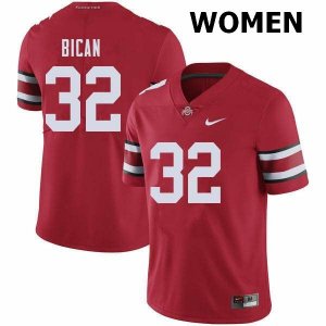 NCAA Ohio State Buckeyes Women's #32 Luciano Bican Red Nike Football College Jersey PYI0545VB